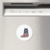 愛国フラグ猫ビンテージ彫刻Tシャツデザイン マグネット (インサイチュ (食洗機))