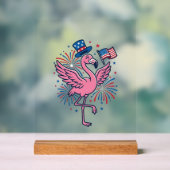 愛国フラミンゴ花火ベクターデザイン_1 アクリルサイン (ニュートラル)