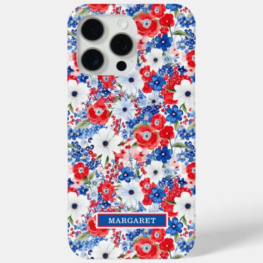 愛国フラワーのモノグラム Case-Mate iPhoneケース (裏面)