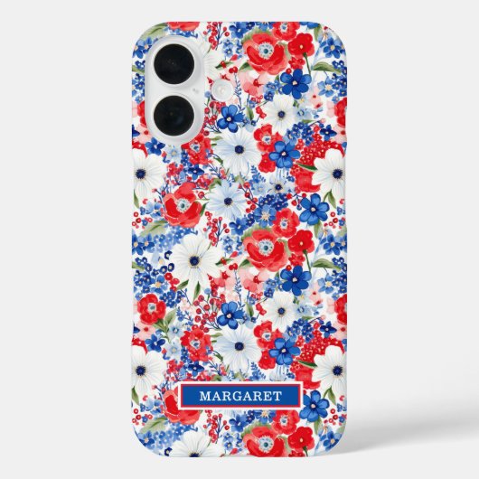 愛国フラワーのモノグラム Case-Mate iPhoneケース (裏面)