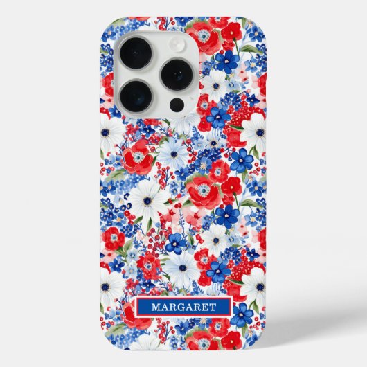 愛国フラワーのモノグラム Case-Mate iPhoneケース (裏面)