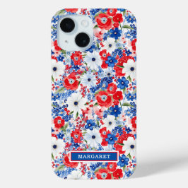 愛国フラワーのモノグラム iPhone 15ケース