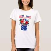 愛国フラワーズ アメリカ国旗ブーケ Tシャツ (正面)
