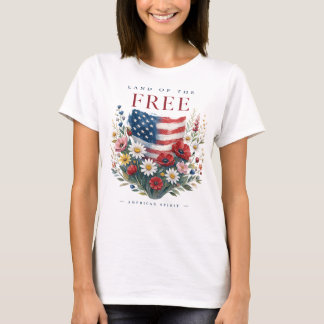 愛国フラワーミラクルアメリカンスピリット Tシャツ