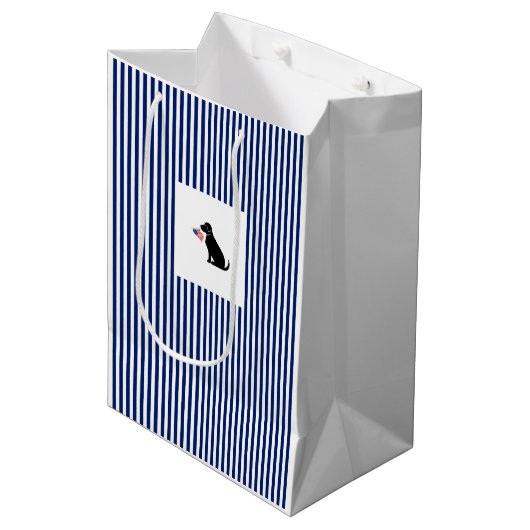 愛国ブラックラボUSAペット名門私立校風のドッグおもしろい ミディアムペーパーバッグ (正面アングル)