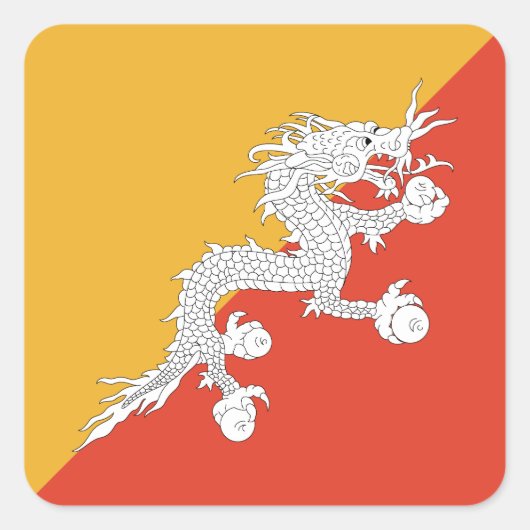 愛国ブータン国旗 スクエアシール (正面)