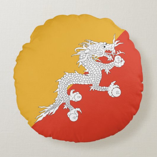 愛国ブータン国旗 ラウンドクッション (正面)