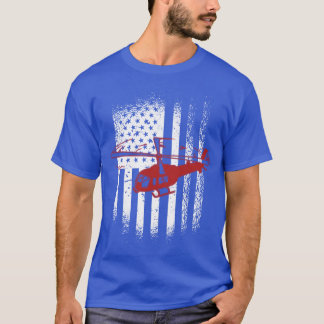 愛国ヘリコプター 旗 ヘリコプターパイロット フレンズ Tシャツ