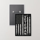 愛国ベテランアメリカ軍アメリカ国旗 缶バッジ (正面/裏面)