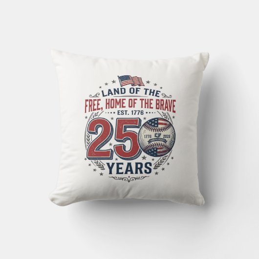 愛国ベースボール 250年 ヴィンテージTシャツ デザイン クッション (正面)