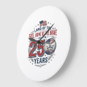 愛国ベースボール 250年 ヴィンテージTシャツ デザイン ラージ壁時計 (傾斜)