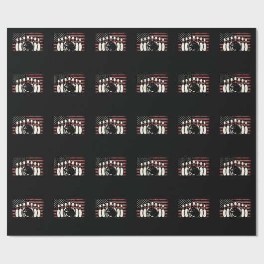 愛国ボウリングをする人、 クリケットの投手USA国旗アメリカボーリング ラッピングペーパー (フラット)