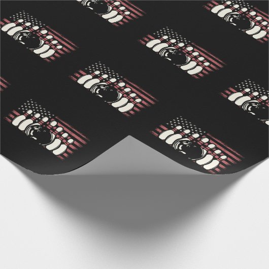 愛国ボウリングをする人、 クリケットの投手USA国旗アメリカボーリング ラッピングペーパー (角)