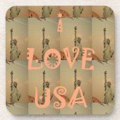 愛国ポップ・アートの美術: 「I Love USA」グラフィックアートデザイン コースター (正面)