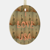 愛国ポップ・アートの美術: 「I Love USA」グラフィックアートデザイン セラミックオーナメント (右)