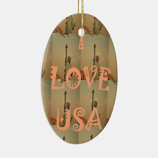 愛国ポップ・アートの美術: 「I Love USA」グラフィックアートデザイン セラミックオーナメント (右)