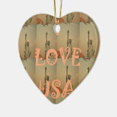 愛国ポップ・アートの美術: 「I Love USA」グラフィックアートデザイン セラミックオーナメント (左)