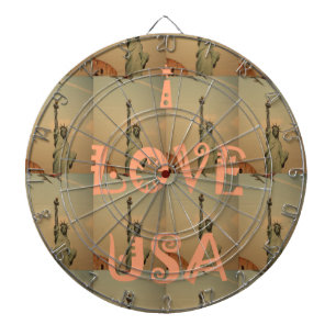 愛国ポップ・アートの美術: 「I Love USA」グラフィックアートデザイン ダーツボード