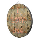 愛国ポップ・アートの美術: 「I Love USA」グラフィックアートデザイン ダーツボード (正面右)