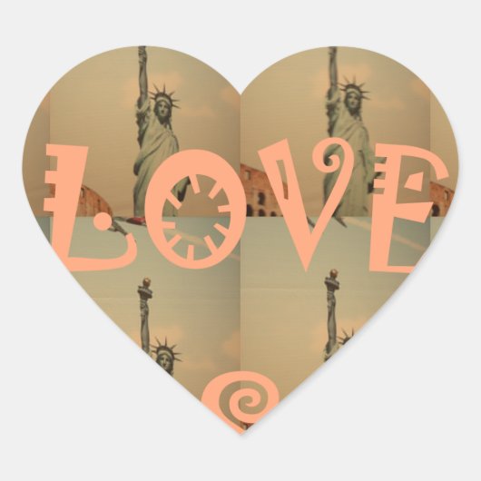愛国ポップ・アートの美術: 「I Love USA」グラフィックアートデザイン ハートシール (正面)