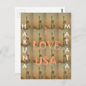 愛国ポップ・アートの美術: 「I Love USA」グラフィックアートデザイン ポストカード (正面/裏面)
