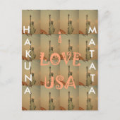 愛国ポップ・アートの美術: 「I Love USA」グラフィックアートデザイン ポストカード (正面)