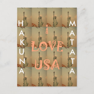 愛国ポップ・アートの美術: 「I Love USA」グラフィックアートデザイン ポストカード