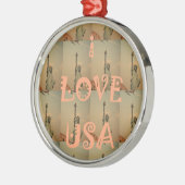 愛国ポップ・アートの美術: 「I Love USA」グラフィックアートデザイン メタルオーナメント (左)