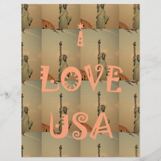 愛国ポップ・アートの美術： 「I Love USA」グラフィックアートデザイン レターヘッド (正面)