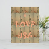 愛国ポップ・アートの美術： 「I Love USA」グラフィックアートデザイン レターヘッド (スタンド正面)