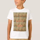 愛国ポップ・アートの美術: 「I Love USA」グラフィックアートデザイン Tシャツ (正面)