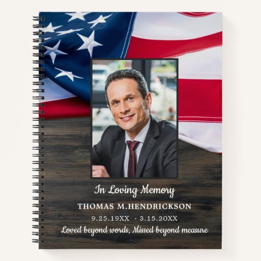 愛国メモリアル国旗軍隊葬儀ゲストブック ノートブック (正面)