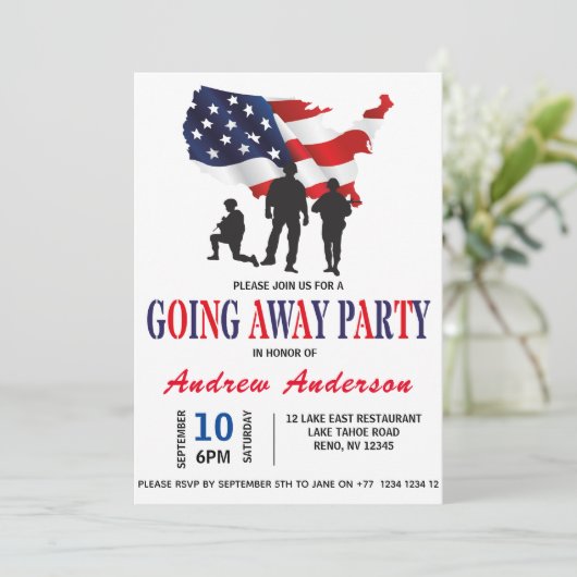 愛国モダン軍隊行く遠くにパーティー 招待状 (スタンド正面)