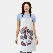 愛国ユニコーン花火Tシャツデザイン1 エプロン (着用した状態)