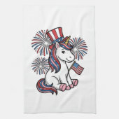 愛国ユニコーン花火Tシャツデザイン1 キッチンタオル (縦)