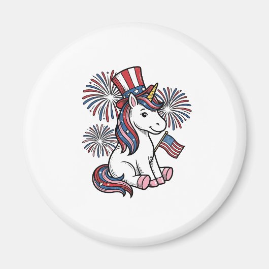 愛国ユニコーン花火Tシャツデザイン1 マグネット (正面)