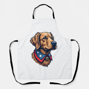 愛国レトリバーのマスコットビンテージの犬のTシャツ エプロン