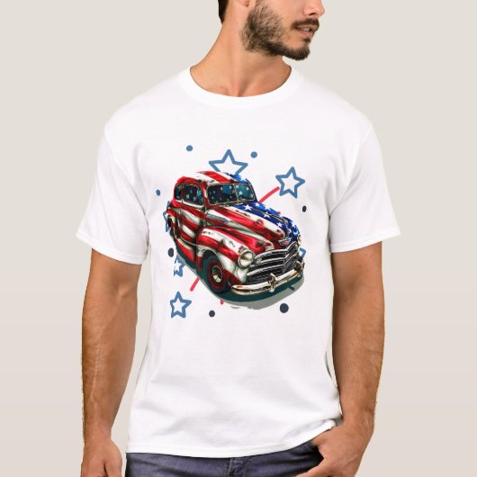 愛国レトロ自動車アート Tシャツ (正面)