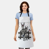 愛国ロバのビンテージ4th of July Tシャツデザイン エプロン (着用した状態)