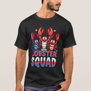 愛国ロブスターUSAフラグ 楽しいロブスタースクワッド Tシャツ