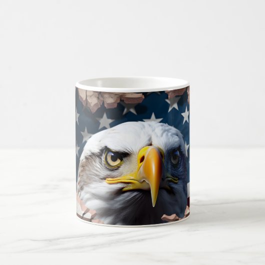 愛国ワシと国旗の陶磁器コーヒーマグ コーヒーマグカップ (中央)