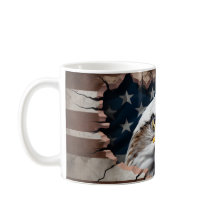 愛国ワシと国旗の陶磁器コーヒーマグ