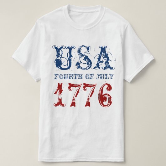 愛国ヴィンテージ 1776年7月4日 Tシャツ (デザイン正面)