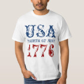 愛国ヴィンテージ 1776年7月4日 Tシャツ (正面)