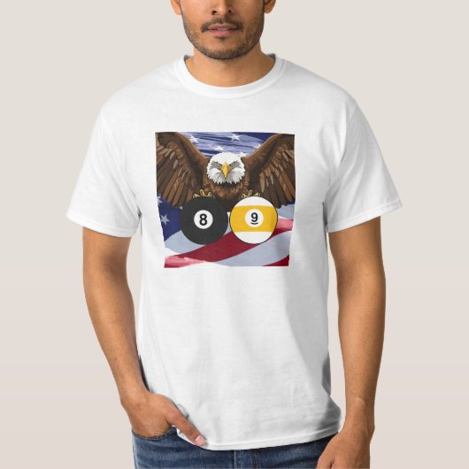 愛国主義のプールプレイヤー 8ボール 9ボール Tシャツ (正面)