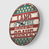 愛国主義インスパイアをテーマにした引用文アメリカ国旗 ラージ壁時計 (傾斜)