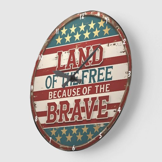 愛国主義インスパイアをテーマにした引用文アメリカ国旗 ラージ壁時計 (傾斜)