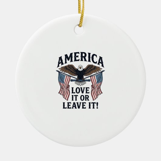 愛国主義イーグルTシャツ アメリカを愛そう セラミックオーナメント (正面)