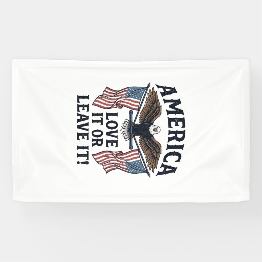 愛国主義イーグルTシャツ アメリカ愛してるか去るか_ 横断幕 (横)
