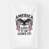 愛国主義イーグルTシャツ アメリカ愛してるか去るか_ 横断幕 (縦)